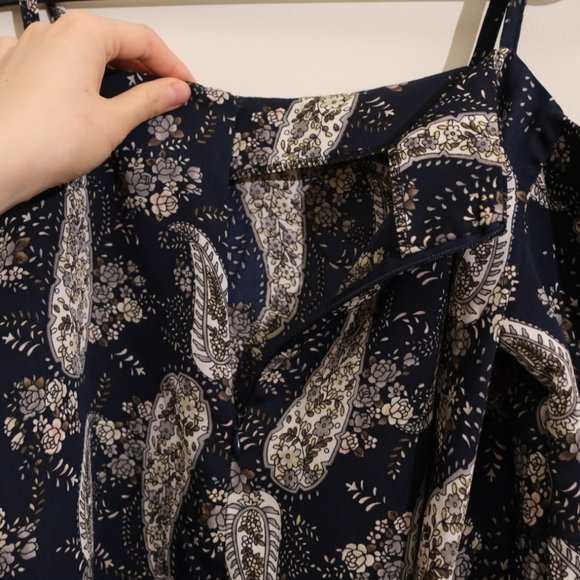Navy Paisley & Floral pattern Off Shoulder Blouse - Picture 4 of 11
